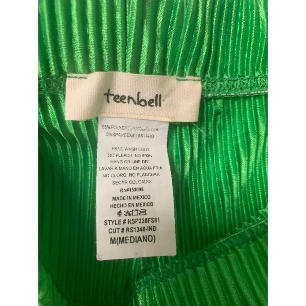 Green Ribbed Knit Bell Bottom Pants - Picture 5 of 5